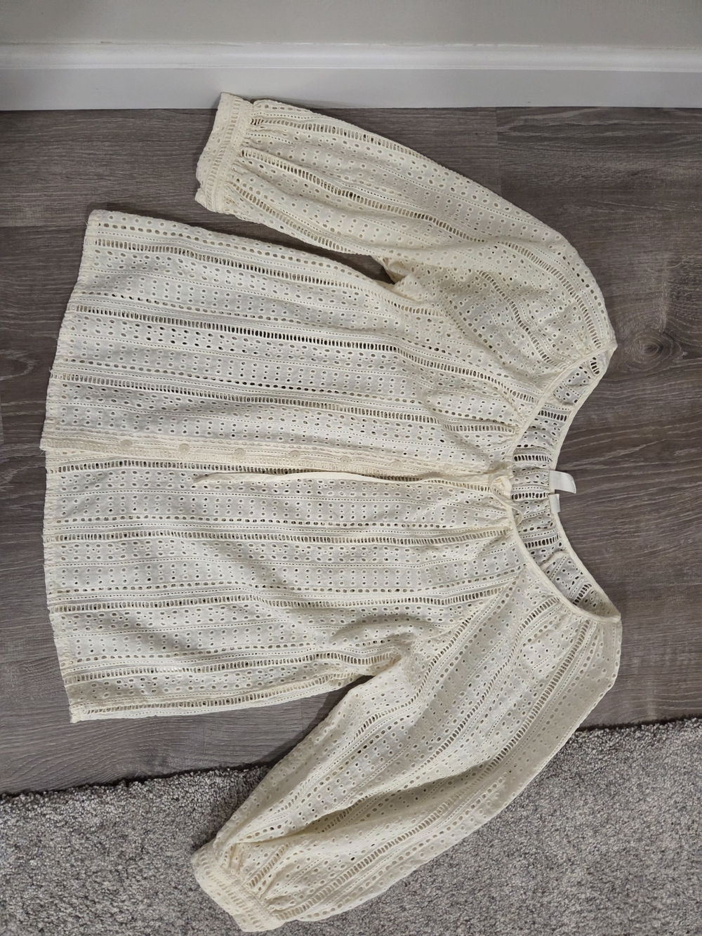 Joie Cream Eyelet Button-Front Blouse Size S